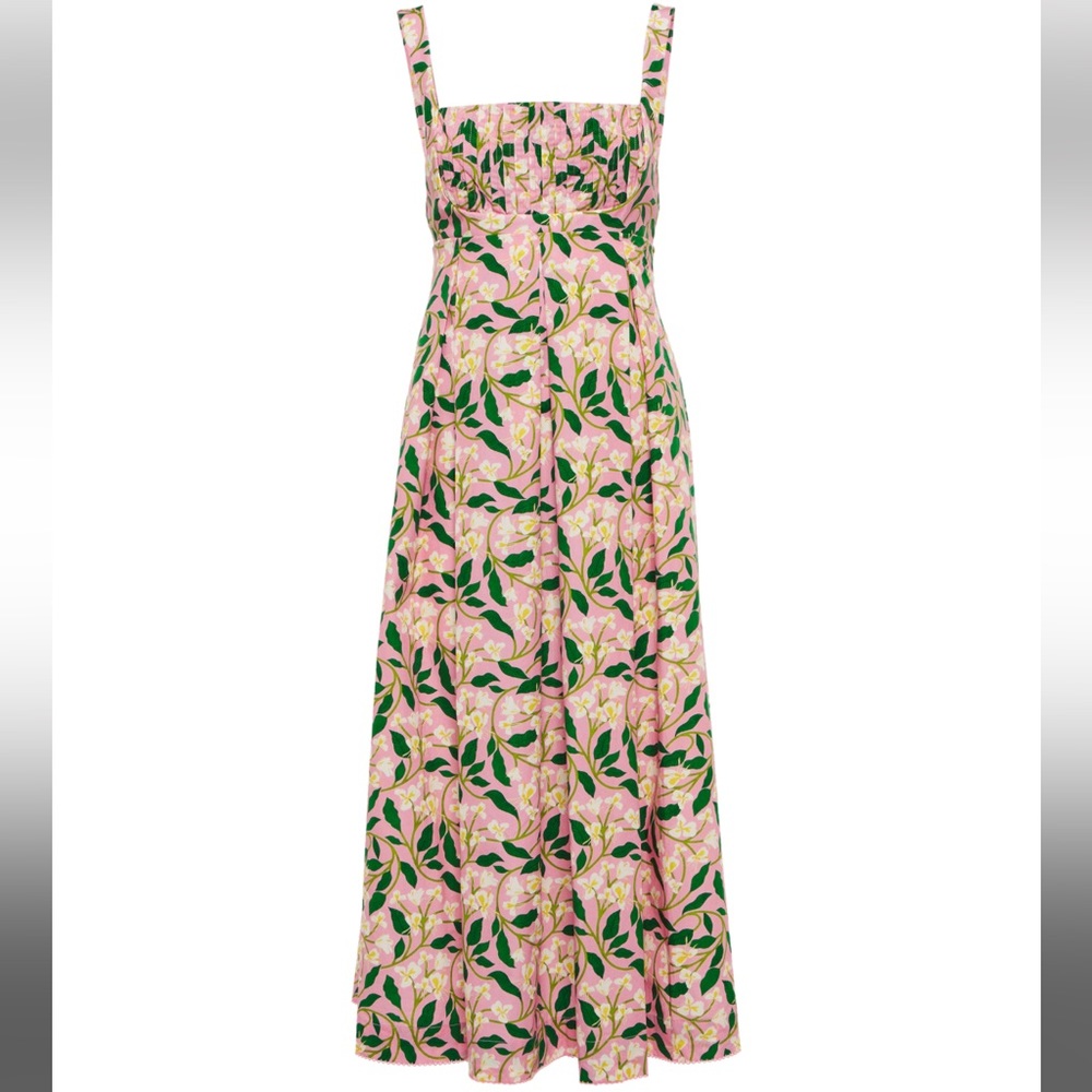 Agua by Agua Bendita Hortencia Dos Gardenias Rosa Midi Dress Small NWT